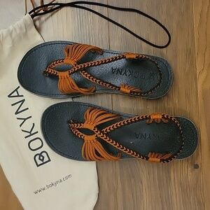 Bokyna Hand Woven Sandles Size 7, Brown/Blk, Never Worn, In Bag